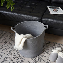 Load image into Gallery viewer, Grey Laundry Basket Cotton Rope Basket Hamper for Blanket