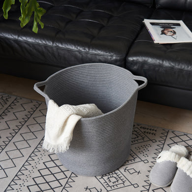 Grey Laundry Basket Cotton Rope Basket Hamper for Blanket