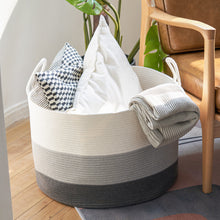 Load image into Gallery viewer, XXXL Gray Bathroom Storage Baskets Woven Rope Basket with Handles Clothes Hamper