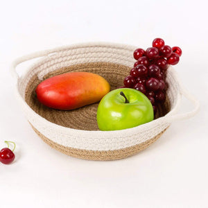 Set of 2 Small Rope Baskets for Fruit Kitchen Desk Storage Bins 9.8 x 8.7 x 2.8 in Apple Storage