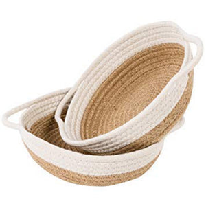 Set of 2 Small Rope Baskets for Fruit Kitchen Desk Storage Bins 9.8 x 8.7 x 2.8 in 2 PCs