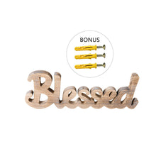 Load image into Gallery viewer, Simply Blessed Wall Sign Wood Signs for Home Bedroom Baby Nursery Decorations with three screws and anchors