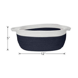 Small Cute Navy Blue Rope Shelf  Basket for Desk Table Storage Bin 12 x 8 x 5 in Timeyard