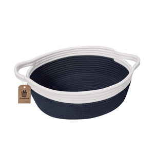 Small Cute Navy Blue Rope Shelf  Basket for Desk Table Storage Bin 12 x 8 x 5 in