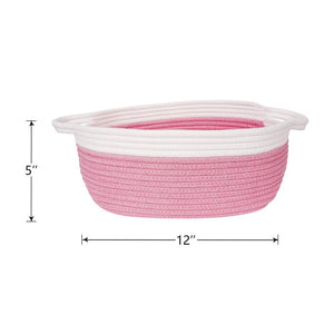Small Cute Pink Rope Shelf  Basket for Desk Table Storage Bin 12 x 8 x 5 in Timeyard