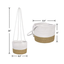 Load image into Gallery viewer, Cotton &amp; Jute Rope Wall Hanging Planter Up to 8&quot; Pot Small Woven Plant Basket Product Details