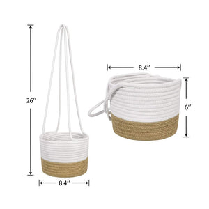 Cotton & Jute Rope Wall Hanging Planter Up to 8" Pot Small Woven Plant Basket Product Details