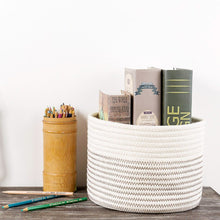 Load image into Gallery viewer, Small Woven Storage Bins for Keys Rings Organizer Cotton Rope Desk Basket 9.4 x 7.1 in