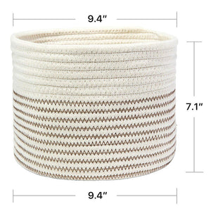 Small Woven Storage Bins for Keys Rings Organizer Cotton Rope Desk Basket 9.4 x 7.1 in