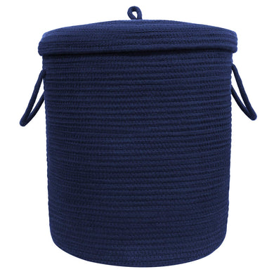 Timeyard Storage Baskets with Lid Large Woven Rope Nursery Bins for Laundry Room Navy Blue 17.7