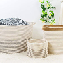 Load image into Gallery viewer, Timeyard Large Storage Baskets with Handles Cotton Jute Rope Baby Nursery Bin how to use it