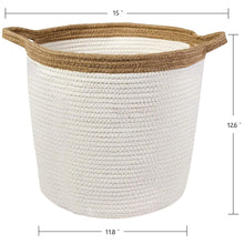 Load image into Gallery viewer, Large Storage Baskets with Handles Cotton Jute Rope Baby Nursery Bin large size
