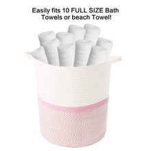 Load image into Gallery viewer, Timeyard Pink Basket for Kids Large Laundry Hampers Nursery Bins how many towels it can hold