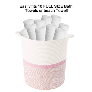 Timeyard Pink Basket for Kids Large Laundry Hampers Nursery Bins how many towels it can hold