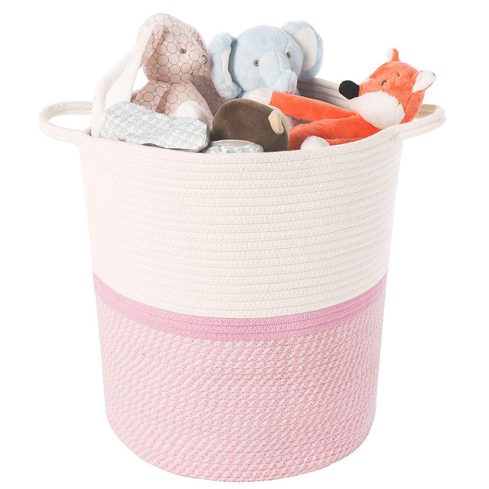 Timeyard Pink Basket for Kids Large Laundry Hampers Nursery Bins toy storage