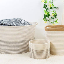 Load image into Gallery viewer, Small Woven Storage Bins for Keys Rings Organizer Cotton Rope Desk Basket 9.4 x 7.1 in