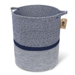 Timeyard Woven Clothes Basket Large Soft Cotton Storage Laundry Hamper Navy Blue