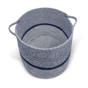 Timeyard Woven Clothes Basket Large Soft Cotton Storage Laundry Hamper Navy Blue bottom