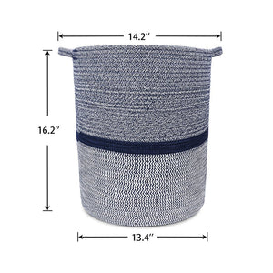 Timeyard Woven Clothes Basket Large Soft Cotton Storage Laundry Hamper Navy Blue large size