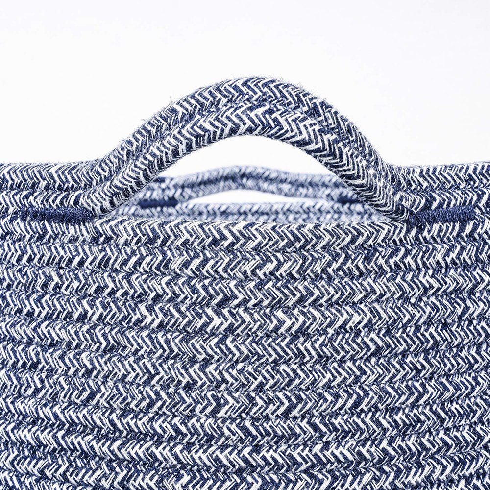 Woven Clothes Basket Large Soft Cotton Storage Laundry Hamper Navy Blue ...