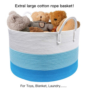 Timeyard XXXL Decorative Storage Bins Blue Basket Toy Basket for Baby Nursery Room