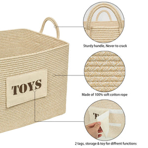 Toy Basket Cotton Woven Rope Basket for Playroom