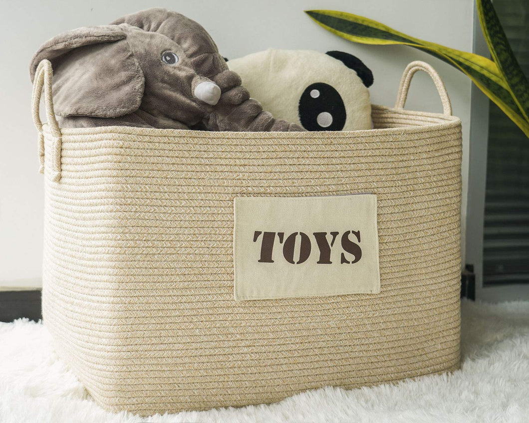 Toy Basket Cotton Woven Rope Basket for Playroom