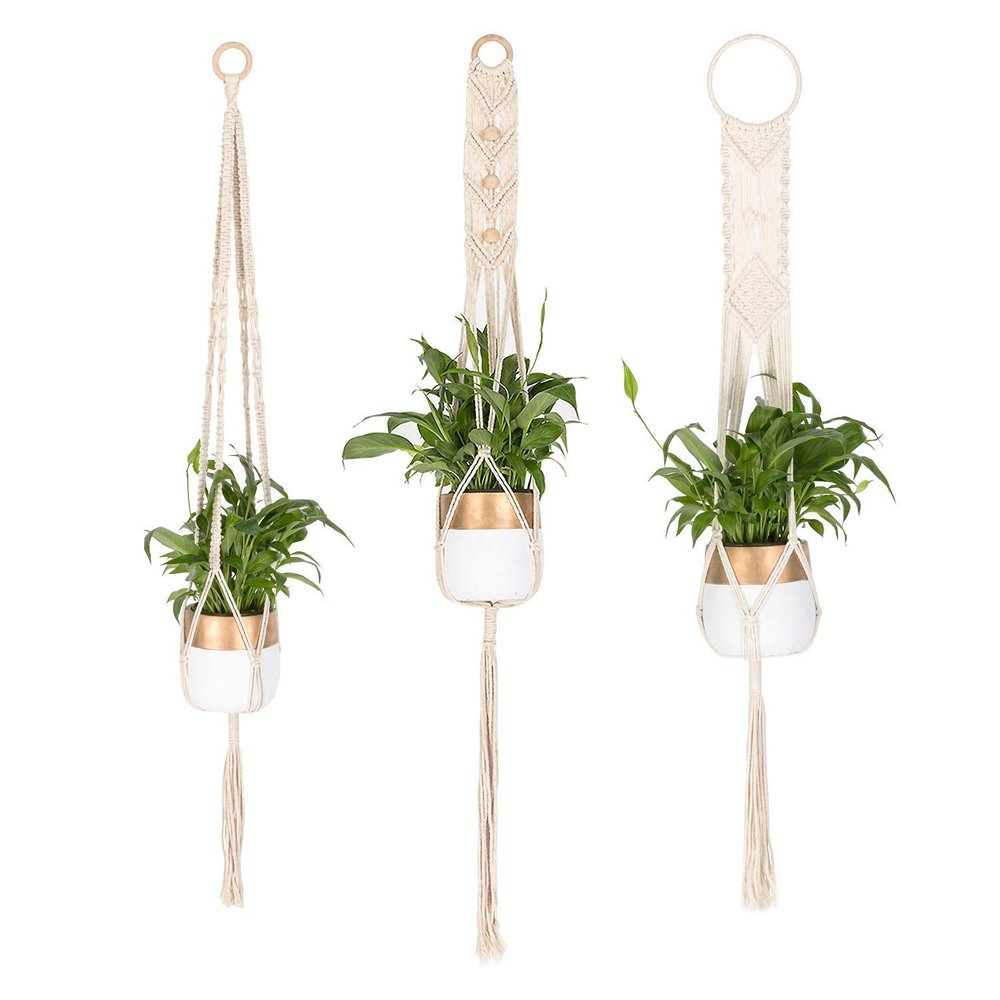 3 Pcs Vintage Macrame Plant Hanger For Indoor Flower Pots