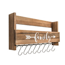 Load image into Gallery viewer, Wall Shelf With Hooks Rustic Wood Kitchen Rack