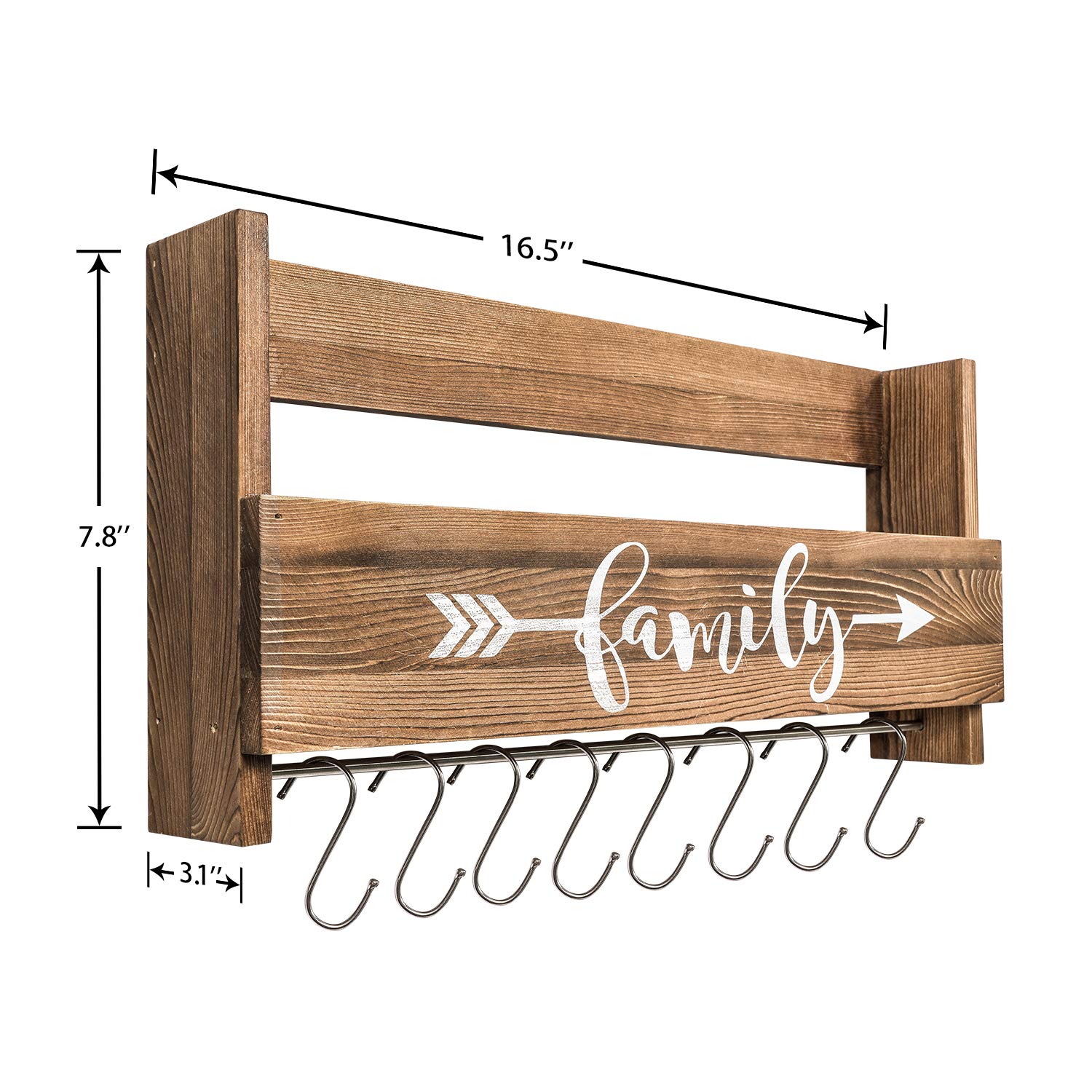 Wooden kitchen shelf with hooks online