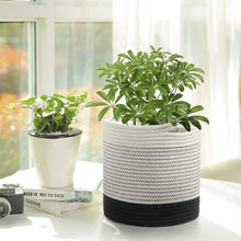Load image into Gallery viewer, Large Woven Plant Basket Cotton Rope Flower Pot Holder, White