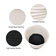 Load image into Gallery viewer, Woven Black Plant Basket Cotton Rope White Stripe Planter Cute Flower Pot Holder well made craftsmanship