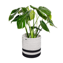 Load image into Gallery viewer, Woven Cotton Rope Plant Basket Black and White Stripes