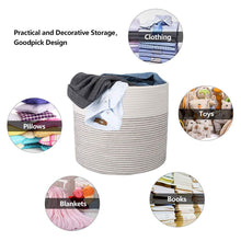 Load image into Gallery viewer, Woven Toy Basket Cotton Rope Nursery Bins for Baby Blanket Basket 15 ×13 in how to use it