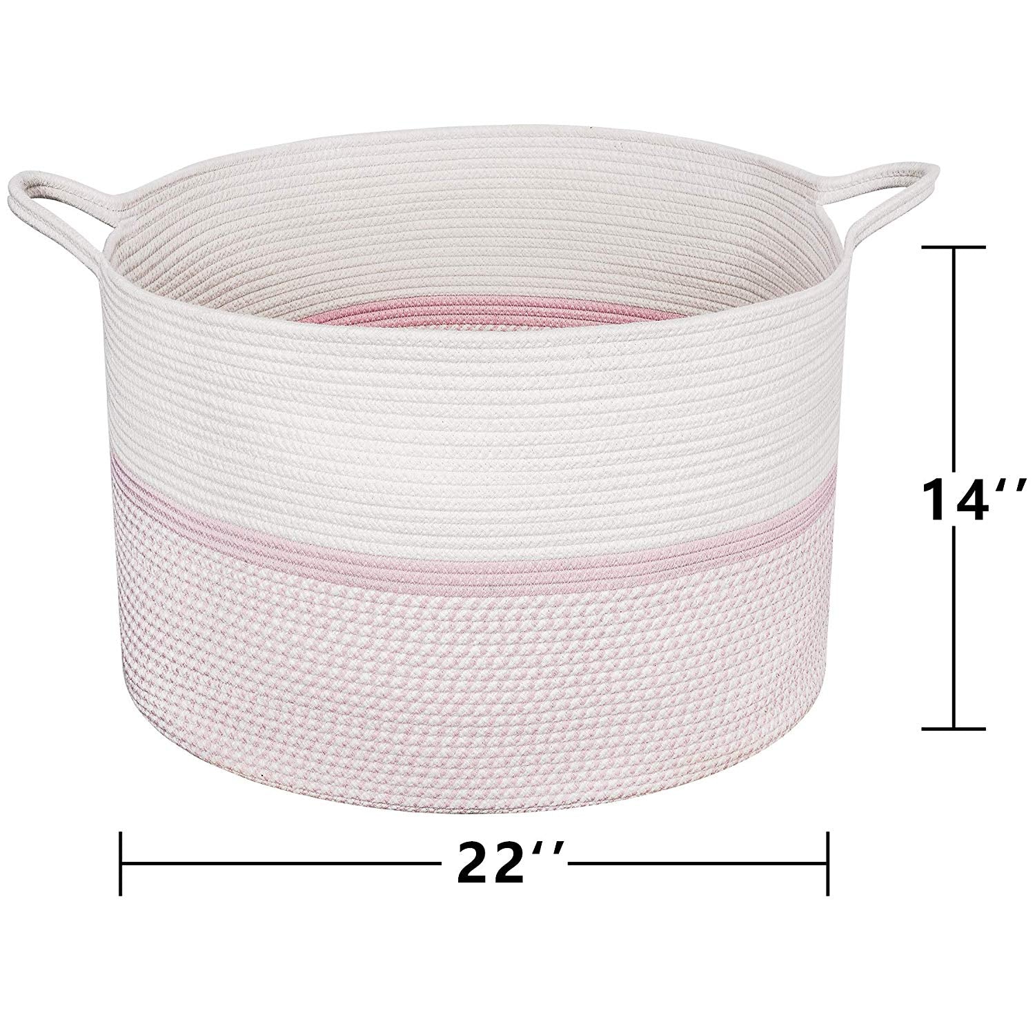 XXXL Cotton Rope Woven Basket Throw Blanket Storage Bins with Handles Timeyard