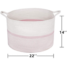 Load image into Gallery viewer, XXXL Cotton Rope Woven Basket, Throw Blanket Storage Bins with Handles