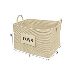 XXL Toy Storage Basket for Baby Girl Boys Playroom Organizer Rectangular Cotton Rope Basket