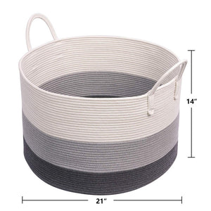 XXXL Gray Bathroom Storage Baskets Woven Rope Basket with Handles Clothes Hamper large standard size