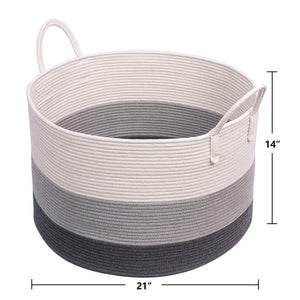 XXXL Gray Bathroom Storage Baskets Woven Rope Basket with Handles Clothes  Hamper