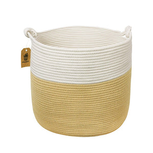 Yellow Woven Nursery Bins Baskets with handle for Blanket Throw Pillows Magazine Storage