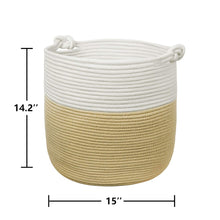 Load image into Gallery viewer, Yellow Woven Nursery Bins Baskets with handle for Blanket Throw Pillows Magazine Storage