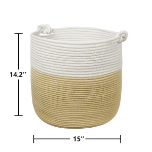 Yellow Woven Nursery Bins Baskets with handle for Blanket Throw Pillows Magazine Storage