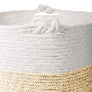Yellow Woven Nursery Bins Baskets with handle for Blanket Throw Pillows Magazine Storage