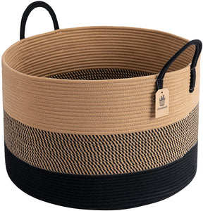 XXXL Gray Bathroom Storage Baskets Woven Rope Basket with Handles Clothes Hamper