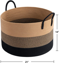 Load image into Gallery viewer, XXXL Gray Bathroom Storage Baskets Woven Rope Basket with Handles Clothes Hamper