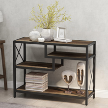 Load image into Gallery viewer, ZENPHN Console Table, 4 Tier Console Sofa Table, 39.4&quot; Industrial Entryway Table, Hallway, Rustic Oak