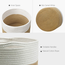 Load image into Gallery viewer, TIMEYARD Jute Rope Plant Basket Large Modern Woven Basket, 12&#39;&#39;x12&#39;&#39;, White and Jute