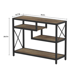 ZENPHN Console Table, 4 Tier Console Sofa Table, 39.4" Industrial Entryway Table, Hallway, Rustic Oak