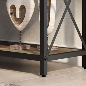 ZENPHN Console Table, 4 Tier Console Sofa Table, 39.4" Industrial Entryway Table, Hallway, Rustic Oak