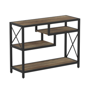 ZENPHN Console Table, 4 Tier Console Sofa Table, 39.4" Industrial Entryway Table, Hallway, Rustic Oak